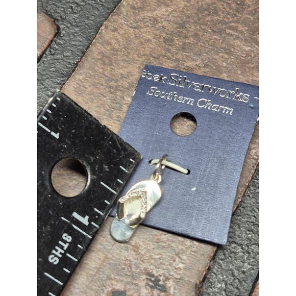 Small Sterling Silver Flip Flop Necklace Charm - Picture 2 of 2